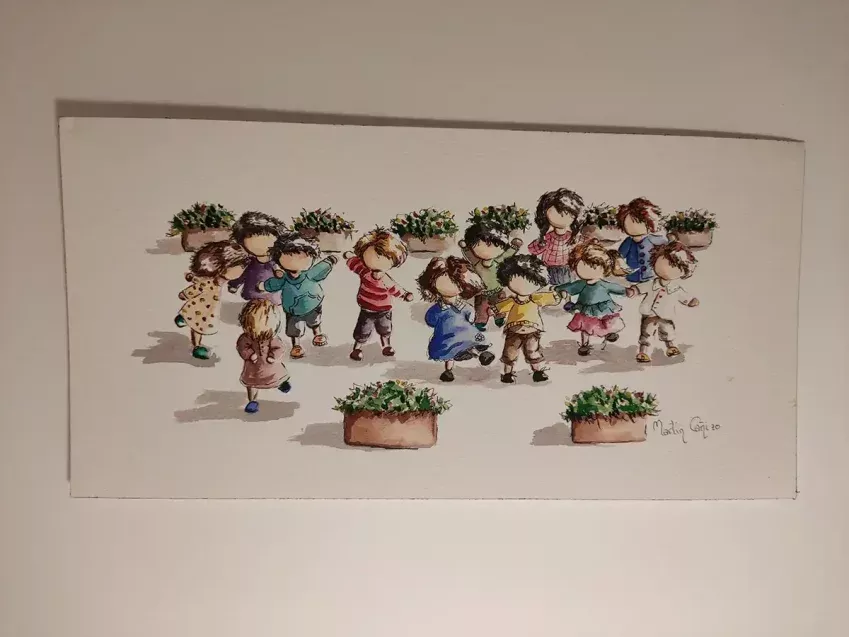 Acuarela infantil de la serie Mininiños 10