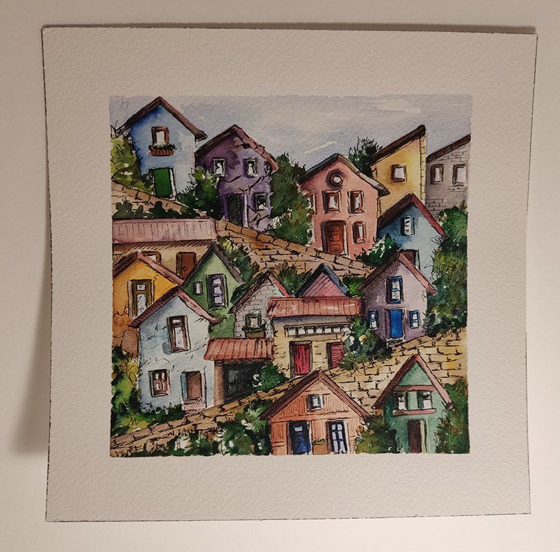 Serie Casa 3, arte en acuarela