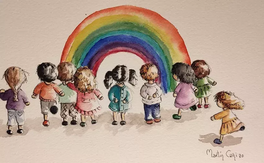 Acuarela infantil de la serie Mininiños 9