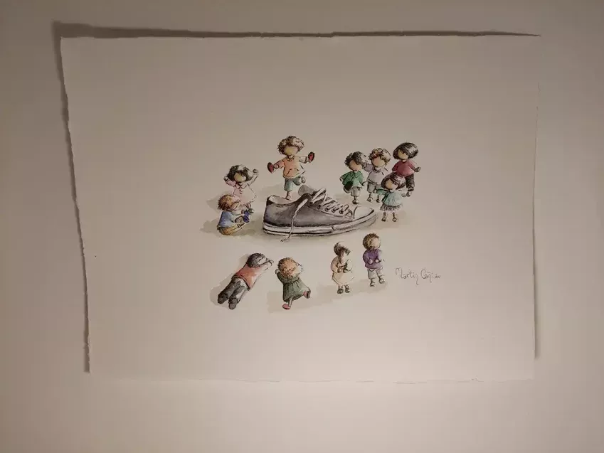 Acuarela infantil de la serie Mininiños 1