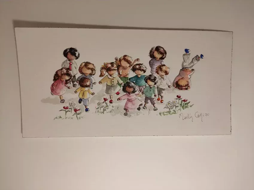 Acuarela infantil de la serie Mininiños 8