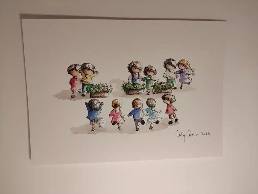 Acuarela infantil de la serie Mininiños 13