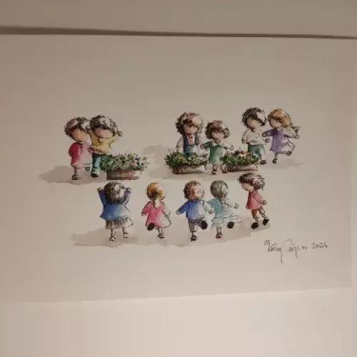 Acuarela infantil de la serie Mininiños 13