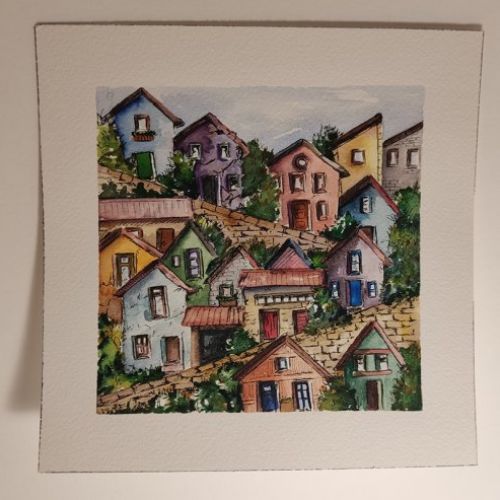 Serie Casa 3, arte en acuarela