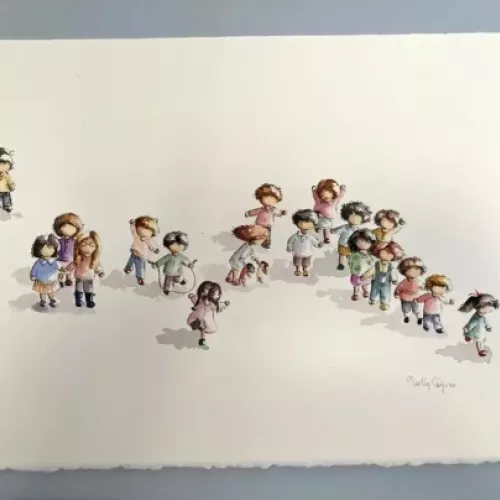 Acuarela infantil de la serie Mininiños 1
