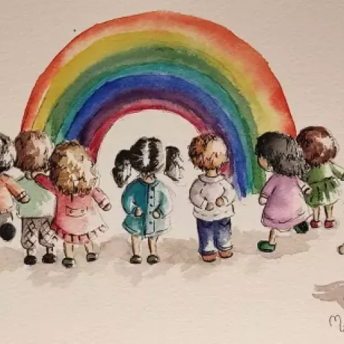 Acuarela infantil de la serie Mininiños 9