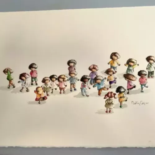 Acuarela infantil de la serie Mininiños 1