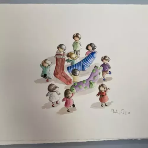 Acuarela infantil de la serie Mininiños 6