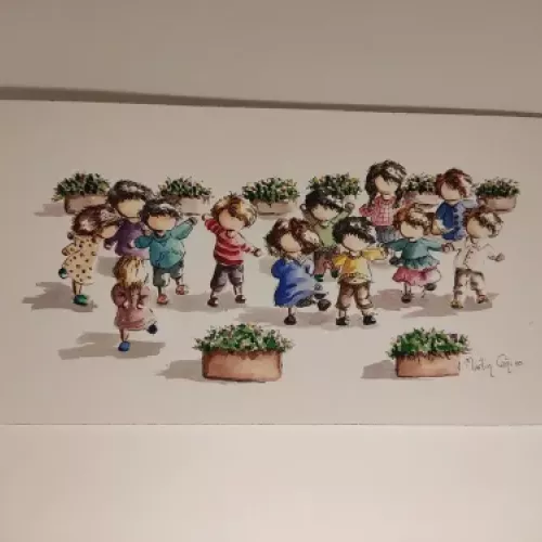 Acuarela infantil de la serie Mininiños 10